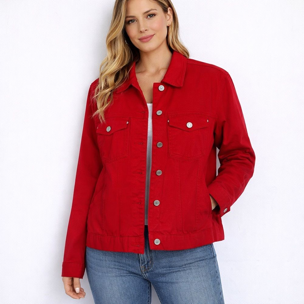Newport News Bold Red Jean Jacket